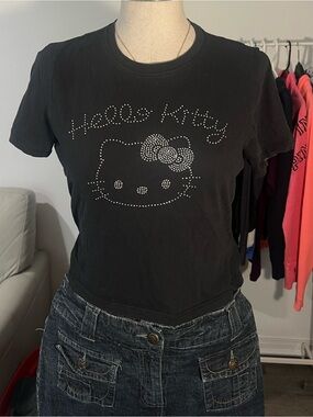 Hello Kitty Black Graphic Tee with Bow Logo